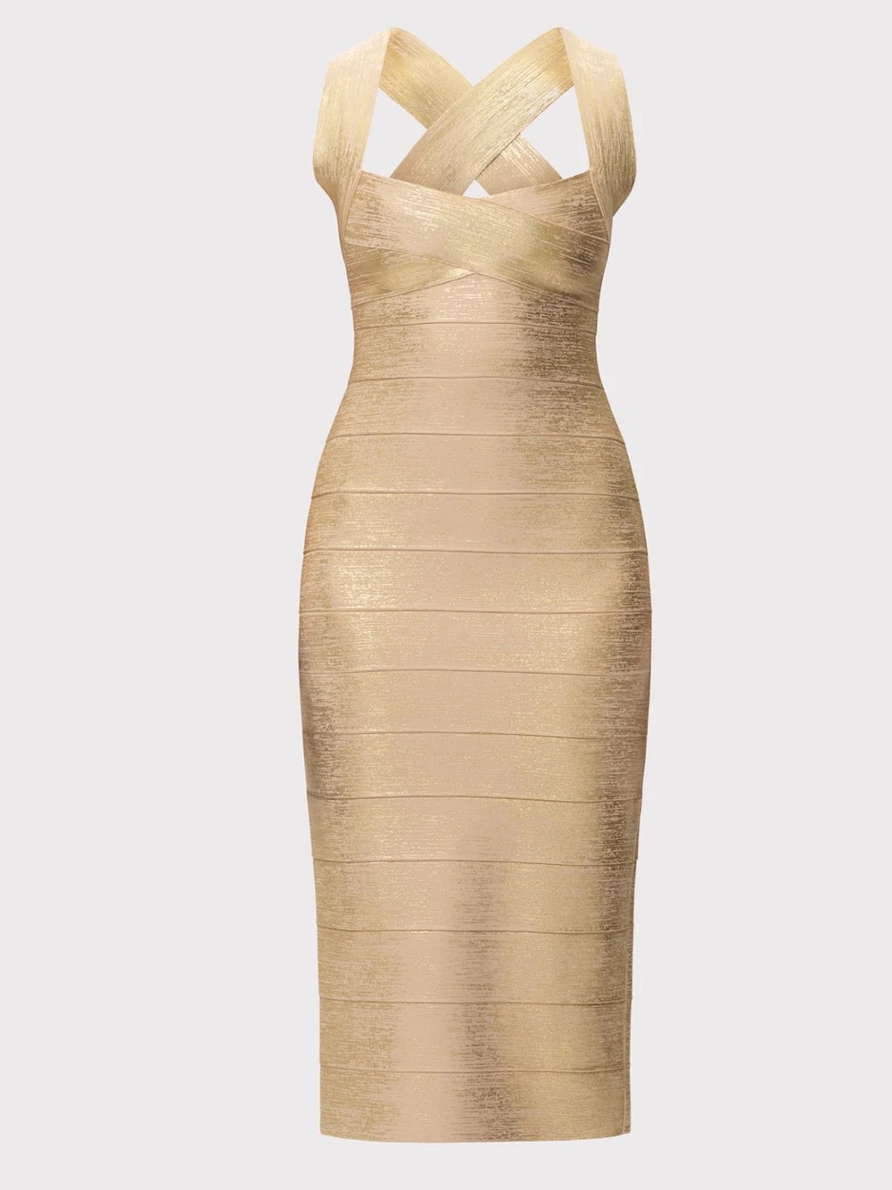 Herve Leger Paris THE METALLIC SANDRA DRESS, NWT, M